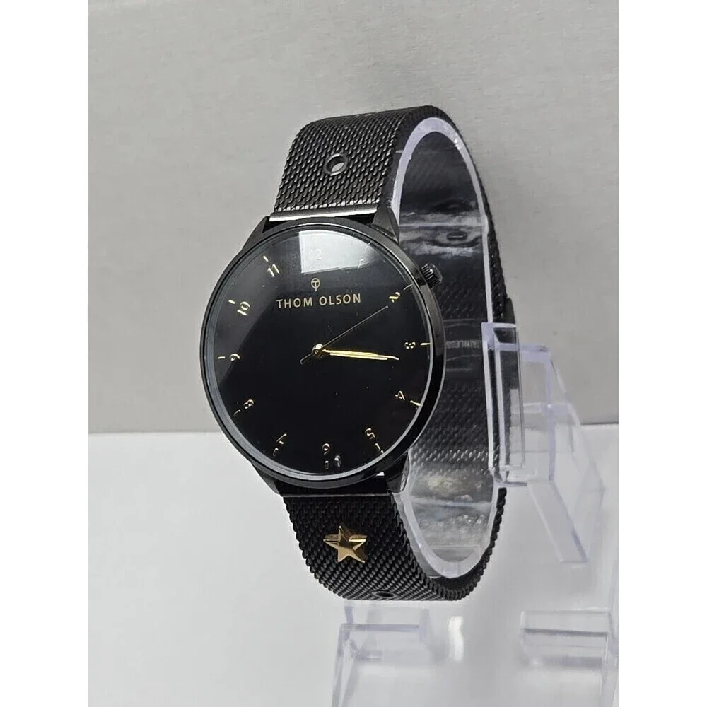 Thom Olson CBTO002 Night Dream Black Mesh Charm Watch 40mm Quartz New Battery